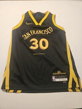 Nike Golden State Warriors #30 Black and Yellow Jersey Steph Curry